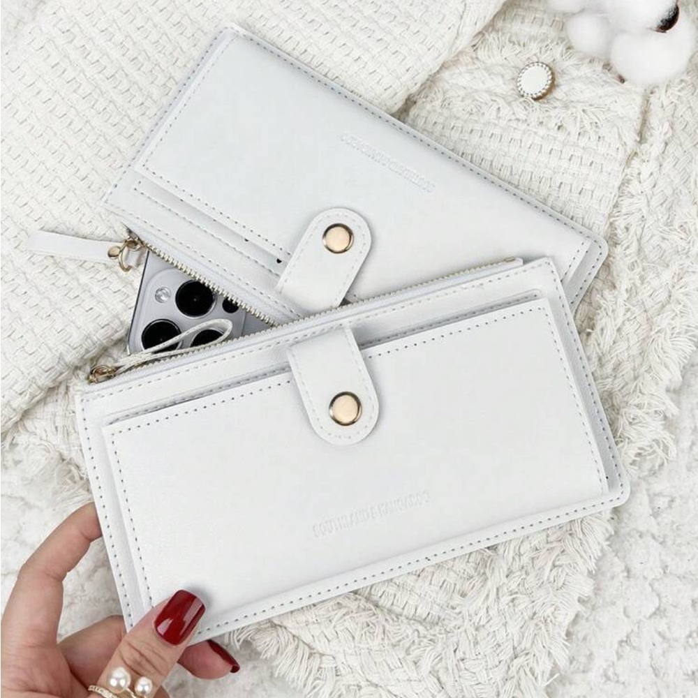 ⚠️Clearance White Long Fold-over And Zipper Wallet - Picture 2 of 6